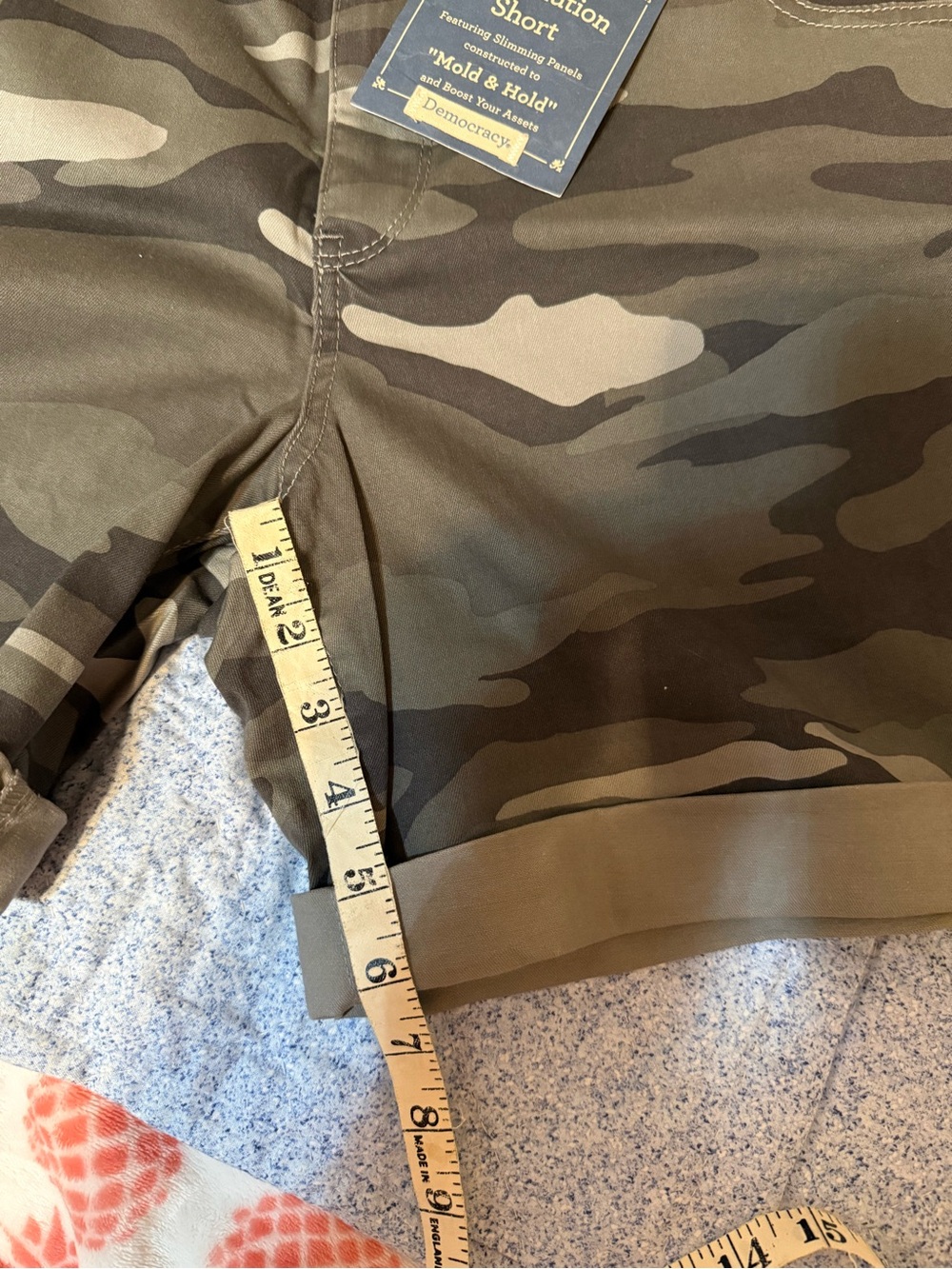 Democracy Camo an-solution Roll-Cuff Shorts in Olive and Khaki - Picture 7 of 7
